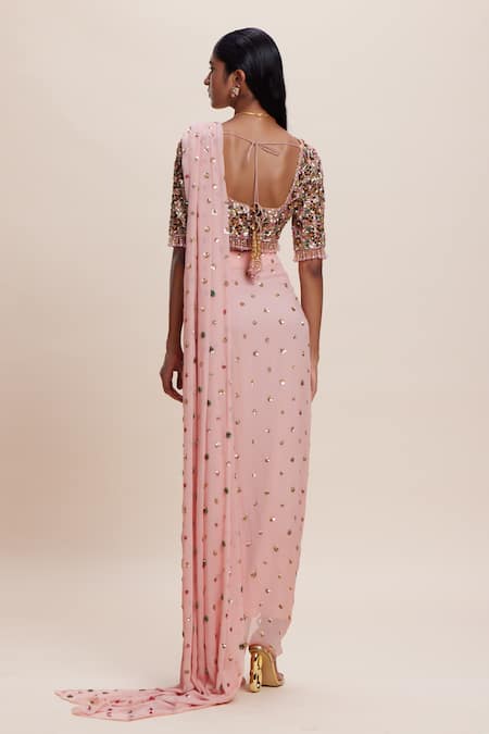 Kangana Trehan Floral Embellished Pre-Draped Saree & Blouse 