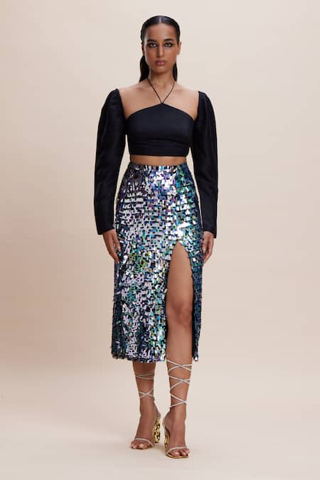 Kangana Trehan Sequin Embellished Skirt With Blouse 