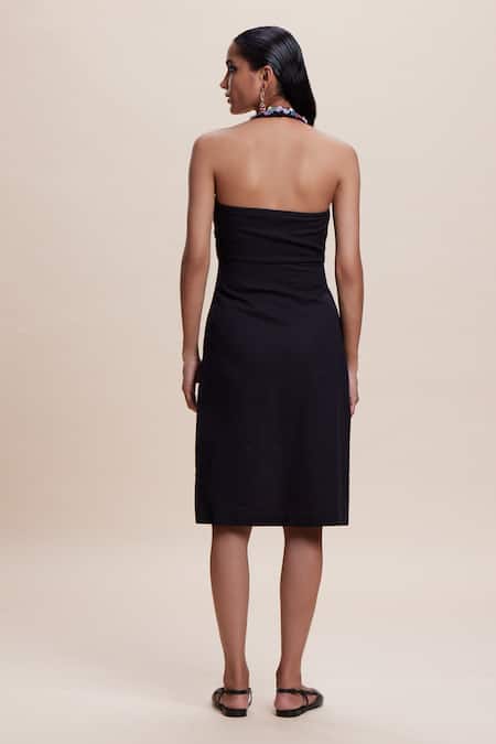 Kangana Trehan Floral Sequin Embellished Halter Dress 