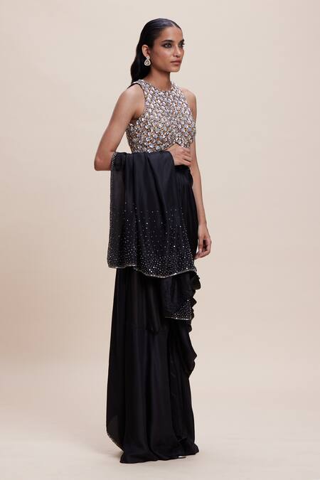 Kangana Trehan Embellished Pre-Draped Saree & Blouse Set 