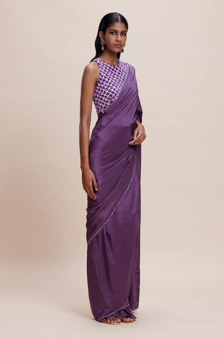 Kangana Trehan Floral Sequin Embroidered Saree & Blouse 