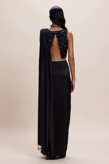 Kangana Trehan Crystal Tassel Pre-Draped Saree Set 