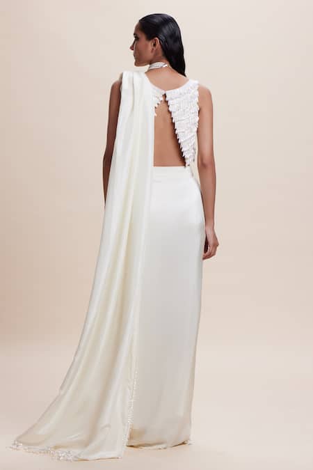 Kangana Trehan Crystal Tassel Embellished Pre-Draped Saree 