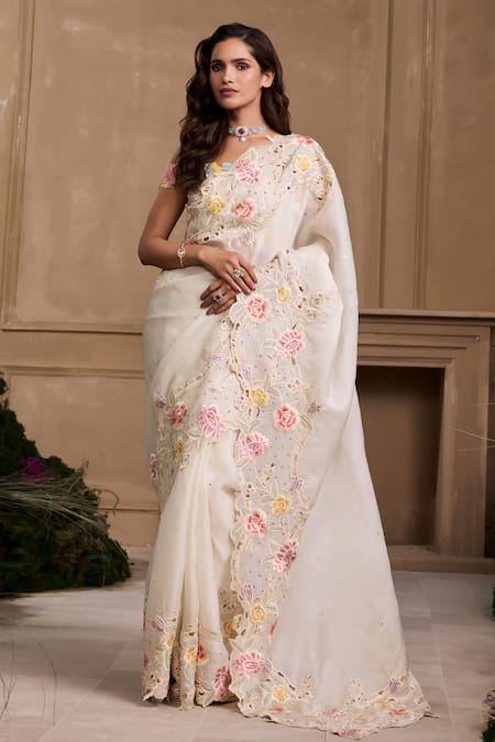 Chandrima Floral Cutwork Embroidered Saree 