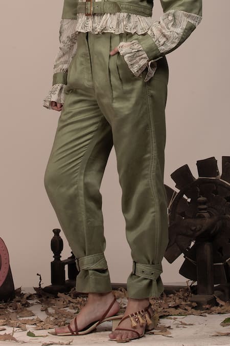 Beejoliyo Green Suede Printed Floral Lapel Collar Bomber Jacket And Pant Set at Aza Fashions Beejoliyo_Green Suede Printed Floral Lapel Collar Bomber Jacket And Pant Set _at_Aza_Fashions