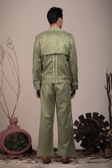 Beejoliyo Floral Embroidered Suede Jacket & Pant Set 