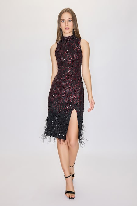 House of eda Inaya Faux Feather Dress 