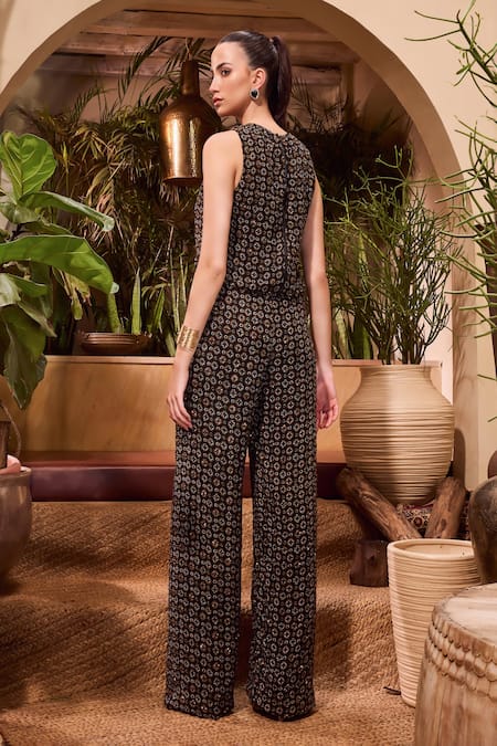 House Of Eda Geometric Print Top & Pant Set 