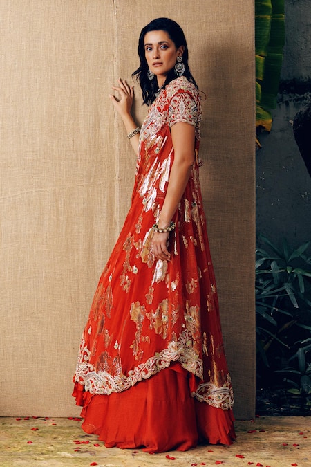 Khushboo Bagri Zardosi Embroidered Lehenga Set With Cape 