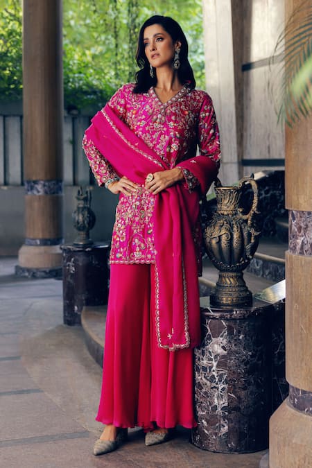 Khushboo Bagri Floral Zardozi Embroidered Kurta Set 