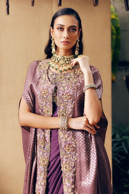 Khushboo Bagri Embroidered Banarasi Jacquard Gown & Jacket 