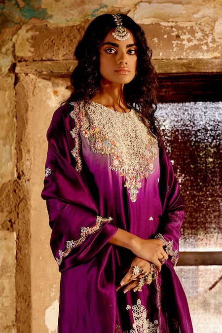 Khushboo Bagri Embroidered Purple Kurta Set 