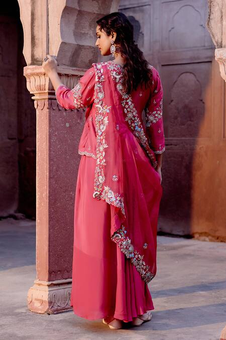 Khushboo Bagri Floral Zardozi Kurta Set 