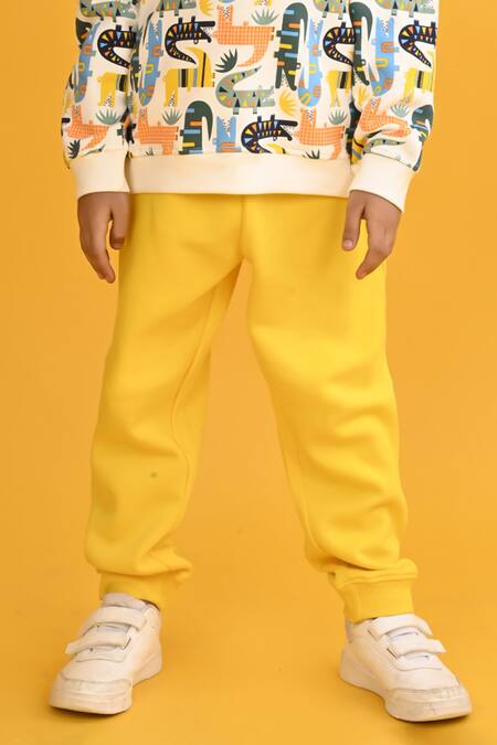 Buy_Anthrilo_White Fleece Crocodile Print Sweatshirt And Joggers Set_Online_at_Aza_Fashions