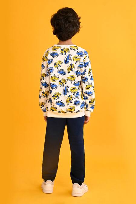 Anthrilo Cars Print Fleece Sweatshirt & Joggers Set 