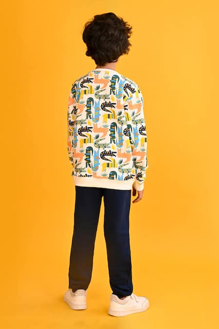 Anthrilo Crocodile Print Sweatshirt & Solid Joggers 