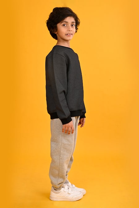 Shop_Anthrilo_Black Fleece Drone Print Sweatshirt And Joggers Set_Online_at_Aza_Fashions