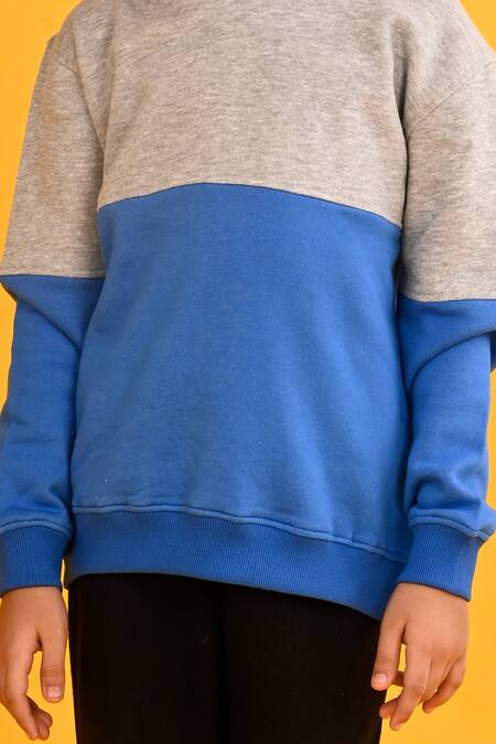 Buy_Anthrilo_Blue Fleece Colorblocked Hoodie Sweatshirt And Joggers Set_Online_at_Aza_Fashions