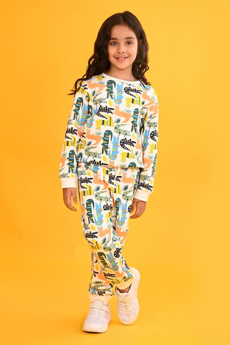 Shop_Anthrilo_White Fleece Dinosaur Print Set _Online_at_Aza_Fashions