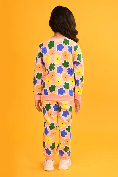 Shop Anthrilo Pink Fleece Floral Print Set at Aza Fashions Shop_Anthrilo_Pink Fleece Floral Print Set_at_Aza_Fashions
