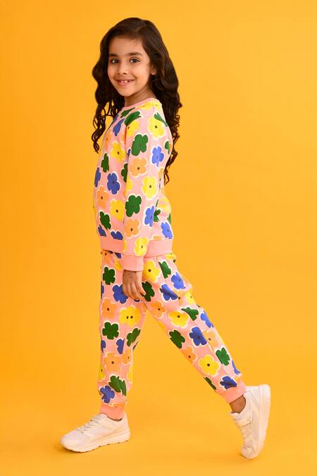 Buy Anthrilo Pink Fleece Floral Print Set Online at Aza Fashions Buy_Anthrilo_Pink Fleece Floral Print Set_Online_at_Aza_Fashions