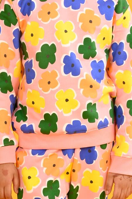 Shop Anthrilo Pink Fleece Floral Print Set Online at Aza Fashions Shop_Anthrilo_Pink Fleece Floral Print Set_Online_at_Aza_Fashions