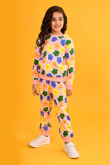 Anthrilo Pink Fleece Floral Print Set at Aza Fashions Anthrilo_Pink Fleece Floral Print Set_at_Aza_Fashions