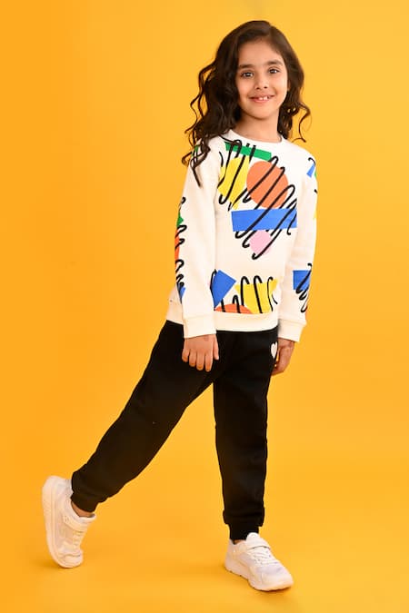 Buy Anthrilo White Fleece Embroidery Shape Scribble Print Set Online at Aza Fashions Buy_Anthrilo_White Fleece Embroidery Shape Scribble Print Set_Online_at_Aza_Fashions