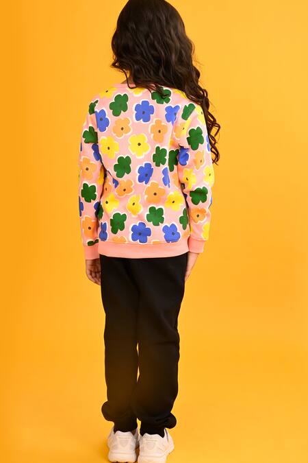 Shop Anthrilo Pink Fleece Floral Fun Print Set at Aza Fashions Shop_Anthrilo_Pink Fleece Floral Fun Print Set_at_Aza_Fashions