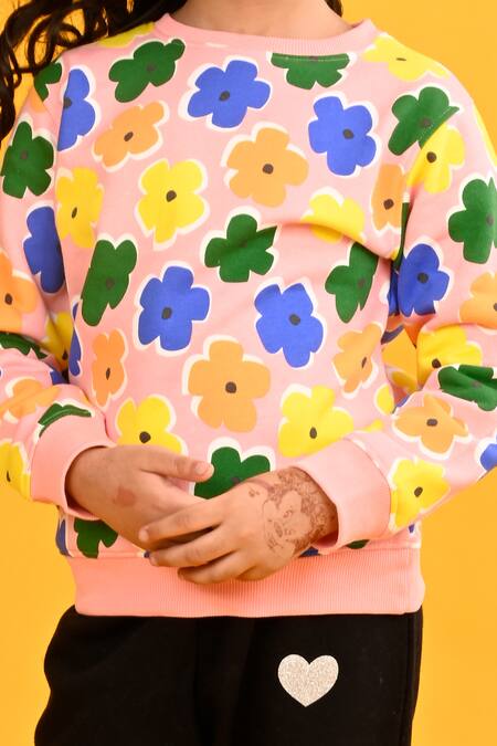 Anthrilo Pink Fleece Floral Fun Print Set at Aza Fashions Anthrilo_Pink Fleece Floral Fun Print Set_at_Aza_Fashions