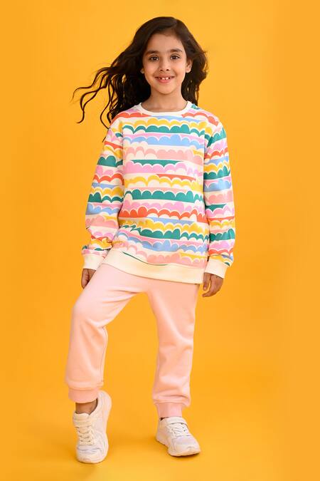 Buy Anthrilo Multi Color Fleece Scallop Print Sweatshirt And Joggers Set Online at Aza Fashions Buy_Anthrilo_Multi Color Fleece Scallop Print Sweatshirt And Joggers Set_Online_at_Aza_Fashions