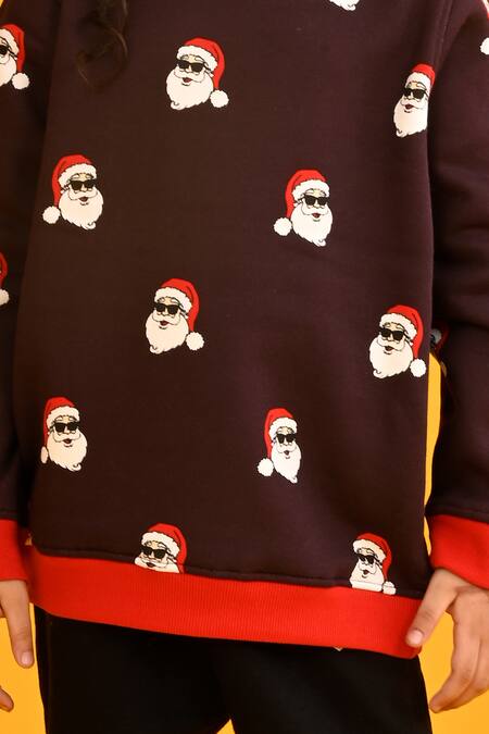 Shop Anthrilo Brown Fleece Santa Claus Print Sweatshirt And Joggers Set Online at Aza Fashions Shop_Anthrilo_Brown Fleece Santa Claus Print Sweatshirt And Joggers Set_Online_at_Aza_Fashions