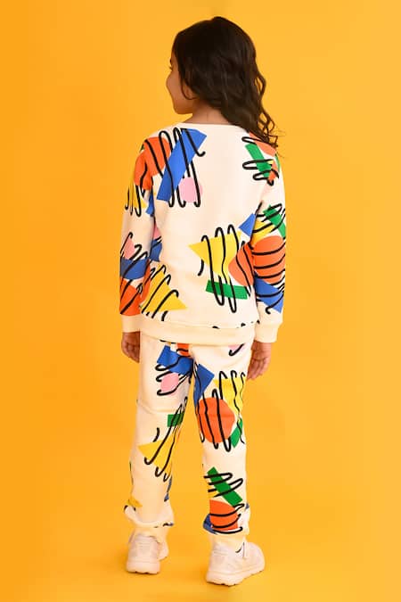 Anthrilo Shape Scribble Print Sweatshirt & Joggers Set 