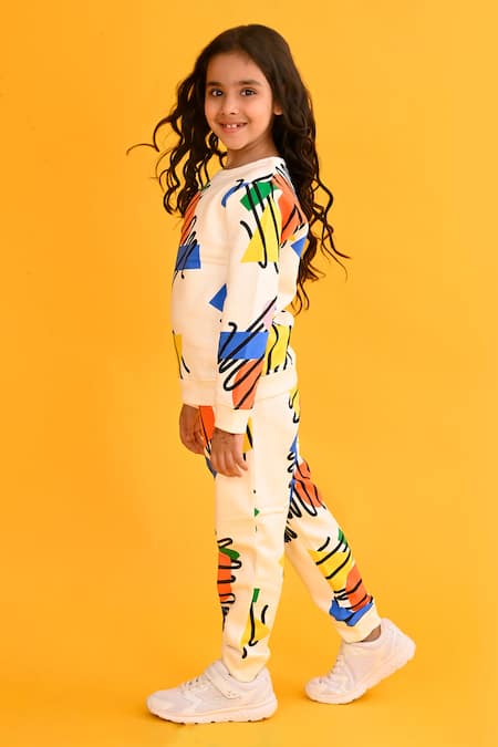 Shop_Anthrilo_Multi Color Fleece Shape Scribble Print Sweatshirt And Joggers Set _Online_at_Aza_Fashions