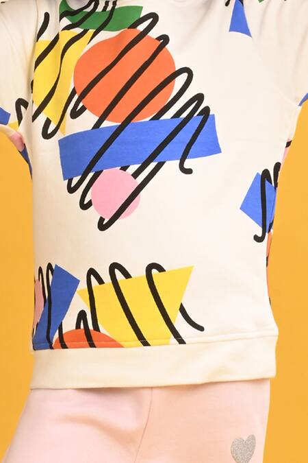 Buy_Anthrilo_White Fleece Shape Print Sweatshirt And Joggers Set _Online_at_Aza_Fashions