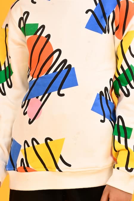 Anthrilo_White Fleece Dimension Scribble Print Set _at_Aza_Fashions