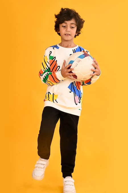 Buy_Anthrilo_White Fleece Dimension Scribble Print Set 