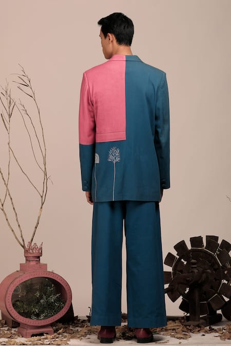 Beejoliyo Colorblock Embroidered Blazer & Pant Set 