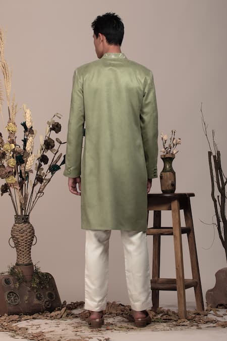 Beejoliyo Geometric Embroidered Long Jacket & Pant Set 