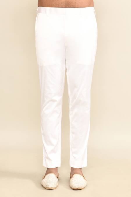 Kalighata_Ivory Chanderi Embroidery Floral Kurta Set _Online_at_Aza_Fashions