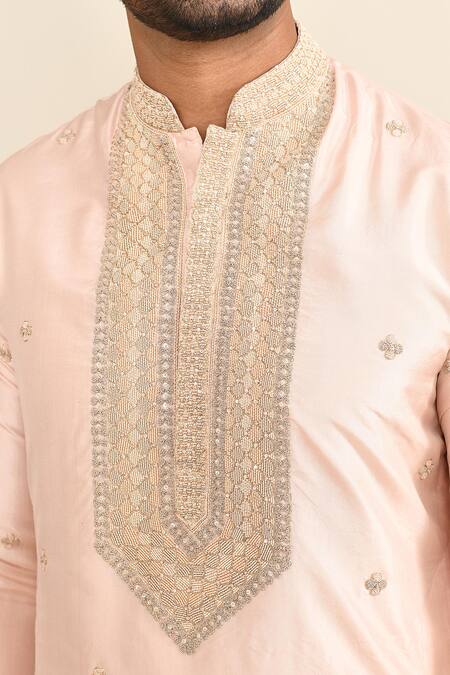 Buy_Kalighata_Pink Chanderi Embroidery Butti Kurta Set With Pant 