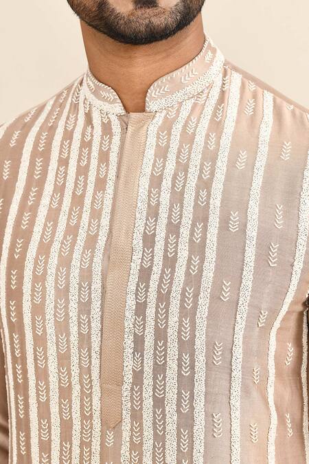 Buy_Kalighata_Gold Chanderi Embroidery Geometric Kurta Set 