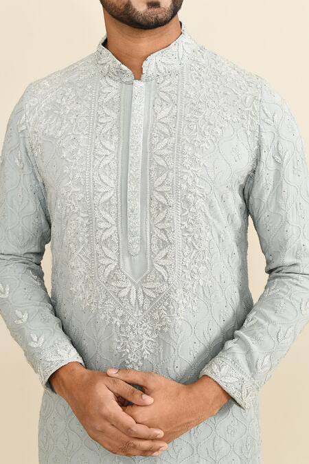 Shop_Kalighata_Blue Embroidery Kurta Set 