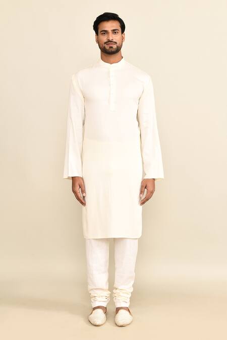 Buy_Kalighata_Ivory Silk Cut Work, Sequins, Embroidery Floral Sherwani Set _Online_at_Aza_Fashions