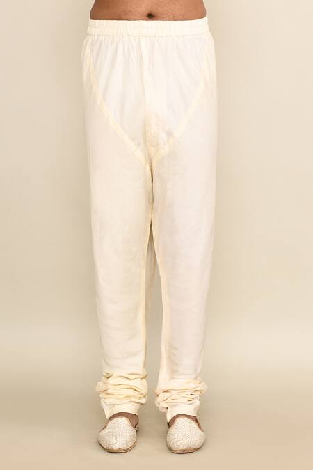 Kalighata_Ivory Silk Sequins, Cut Work Floral Embroidered Sherwani Set _Online_at_Aza_Fashions