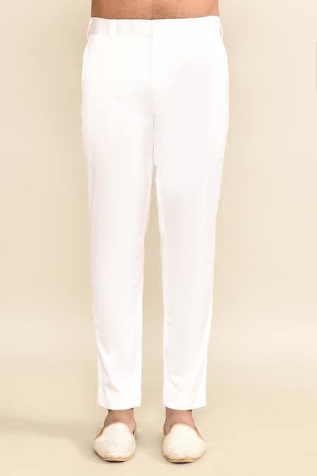 Kalighata_Ivory Embroidery Kurta Set _Online_at_Aza_Fashions