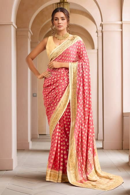 Samyukta Singhania Woven Floral Veil Hem Saree With Running Blouse 