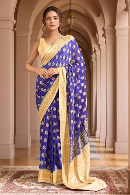 Samyukta Singhania Woven Contrast Hem Saree With Running Blouse 