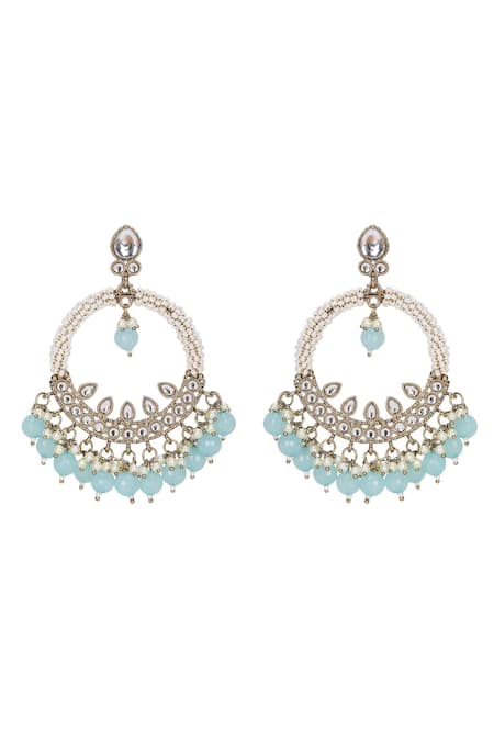 Auraa Trends_Blue Kundan Bead Tassel Chandbalis _Online_at_Aza_Fashions