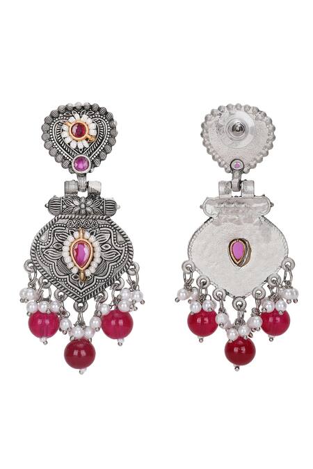 Buy_Auraa Trends_Gold Plated Pearls, Stones, Beads Embellished Dangler Earrings _Online_at_Aza_Fashions